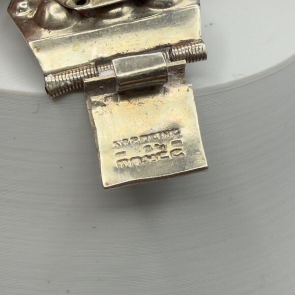 Vintage Estate Sterling Silver Black Onyx Bracelet Mask Tribal Face Panel Taxco - Picture 12 of 13